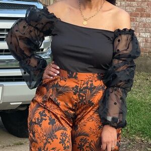 Elegant Black Sheer Sleeve Top